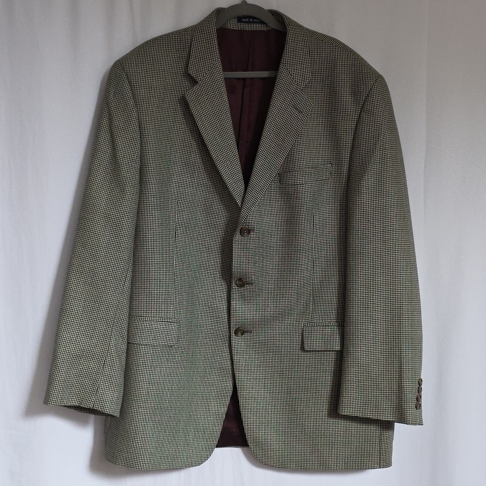 Ralph Lauren Mens Brown & Black Silk & Wool Sport Coat. Size 48L